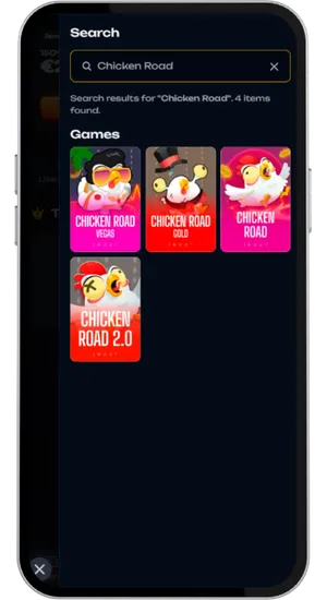 Searching Chicken Road in the casino lobby or filtering by InOut Games and launching it directly in the browser