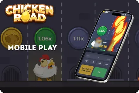 Chicken Road crash game running on a mobile device by InOut Games